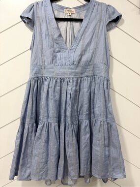 Lemlem Shift Dress Women S Blue Striped Excellent Boho Coastal Mini Dress Flaw